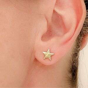 Gold plate star stud earrings.